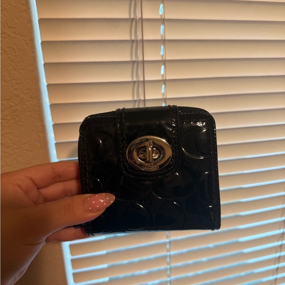 Coach Handbags - COACH Black Patent Leather Turnlock Wallet